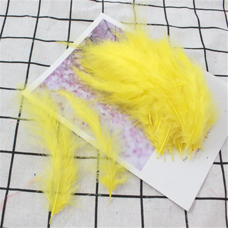 yellow 50pcs Перья индейки 50 шт 4-6 дюймов 10-15 см куриные Шлейфы перья индейки Марабу для карнавала Хэллоуин Рождество DIY Ремесло Декор - Цвет: yellow 50pcs