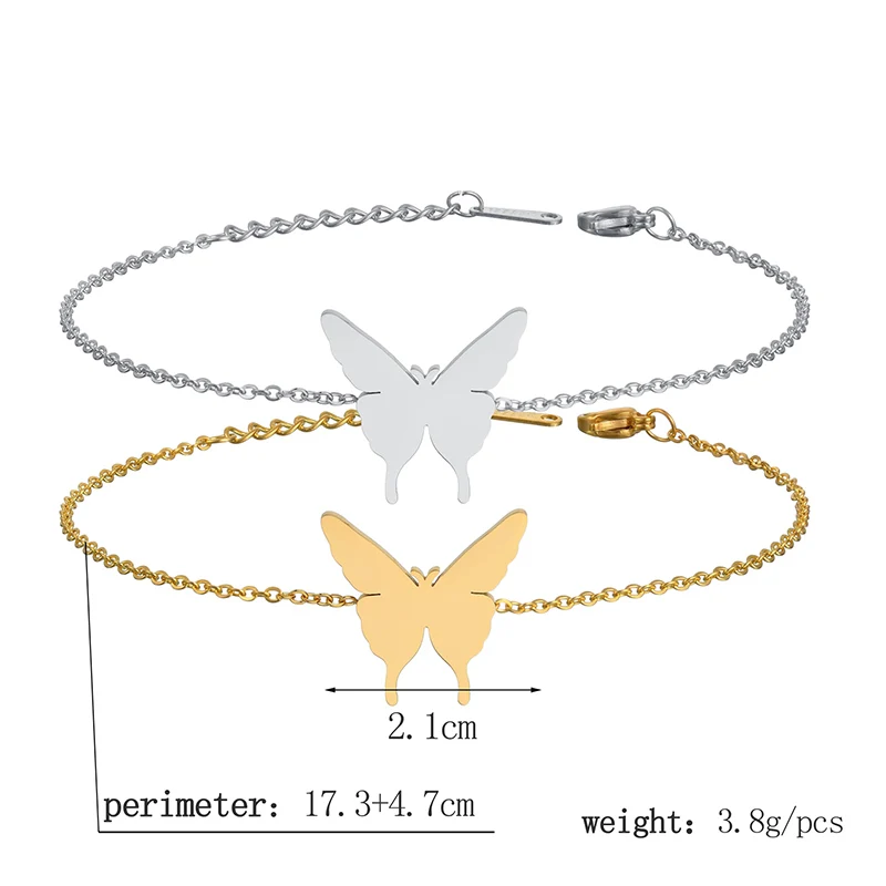 Женский браслет ELSEMODE из нержавеющей стали с милой бабочкой золотого и
