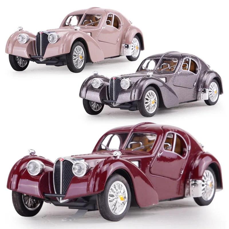 Моделирование bugatti классический Great Wall Акулий хвост сплав автомобиль Классическая Коллекция Модель автомобиля со звуком светильник игрушка 1:32 - Цвет: random no box