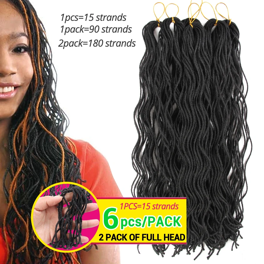 Alileader 6packs/много богиня искусственная Locs вьющиеся крючком ужаса волосы 15 корни кос
