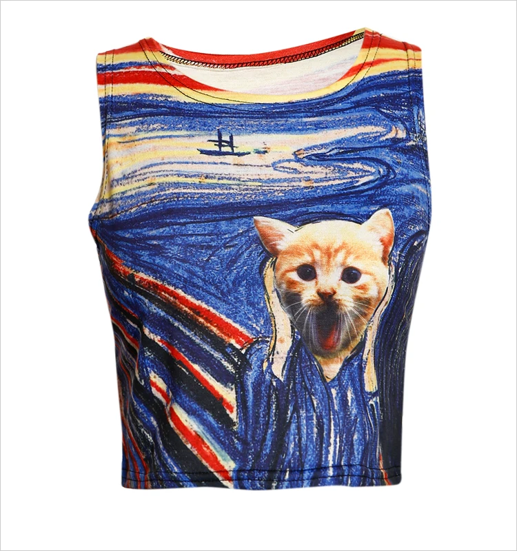 Лето 2019 абстрактный топ с принтом женский жилет без рукавов бюстье одежда