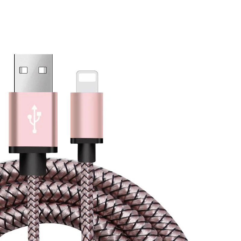 Usb-кабель для зарядки и передачи данных для iPhone 6 S 6 S 5 5S SE 5SE 7 8 Plus X XR XS Max iPad, короткий длинный провод для быстрой зарядки 1 м 2 м 3 м - Цвет: Rose gold