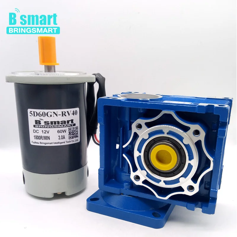 Bringsmart 60 Вт DC червячный мотор редуктор 12 в 24 18 240 об/мин Реверсивный двигатель с