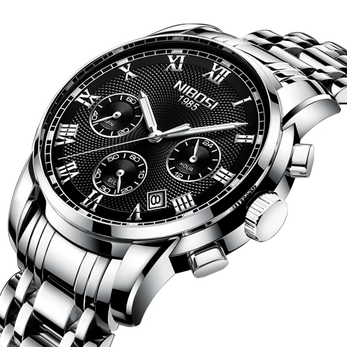 NIBOSI Montre Homme Топ люксовый бренд известный мужские часы бизнес часы золотые часы кварцевые часы военные Relogio Masculino Saat - Цвет: B