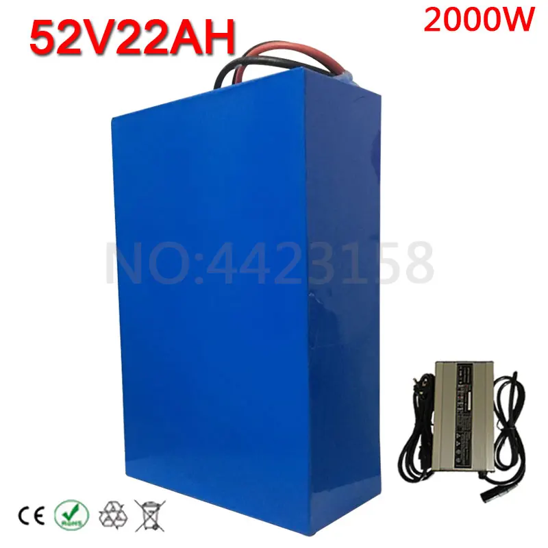 52 V 22AH батарея 52 V 22AH литиевая батарея 52 V 22AH 2000 W электрический велосипед батарея с 50A BMS и зарядное устройство Бесплатный Таможенный налог