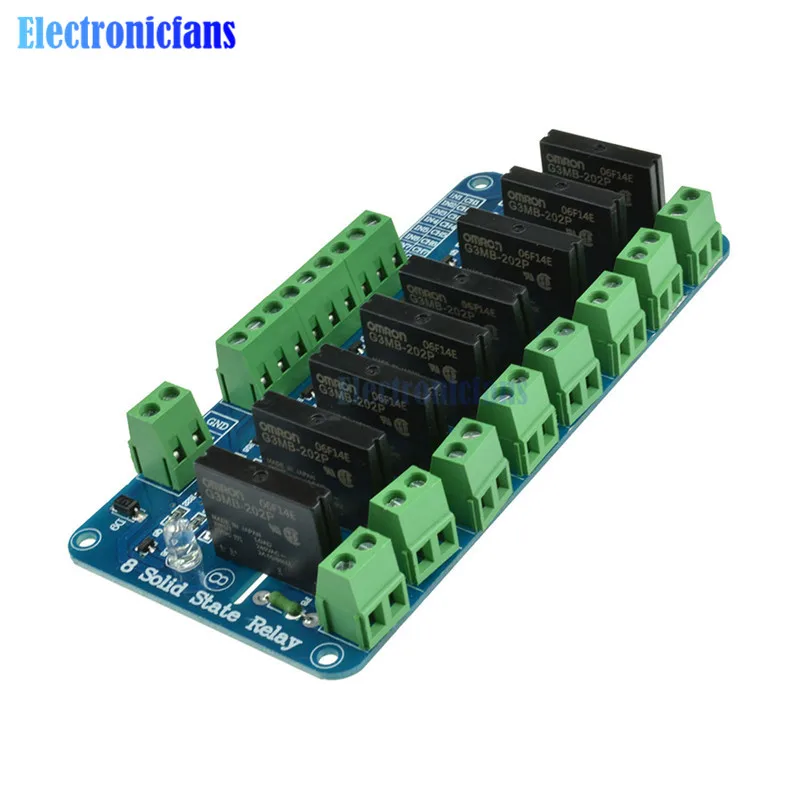 AC 250V 2A 8 канальный релейный модуль для OMRON реле SSR G3MB-202P твердотельные реле модуль для Arduino низкий уровень триггер с предохранителя светодиодный