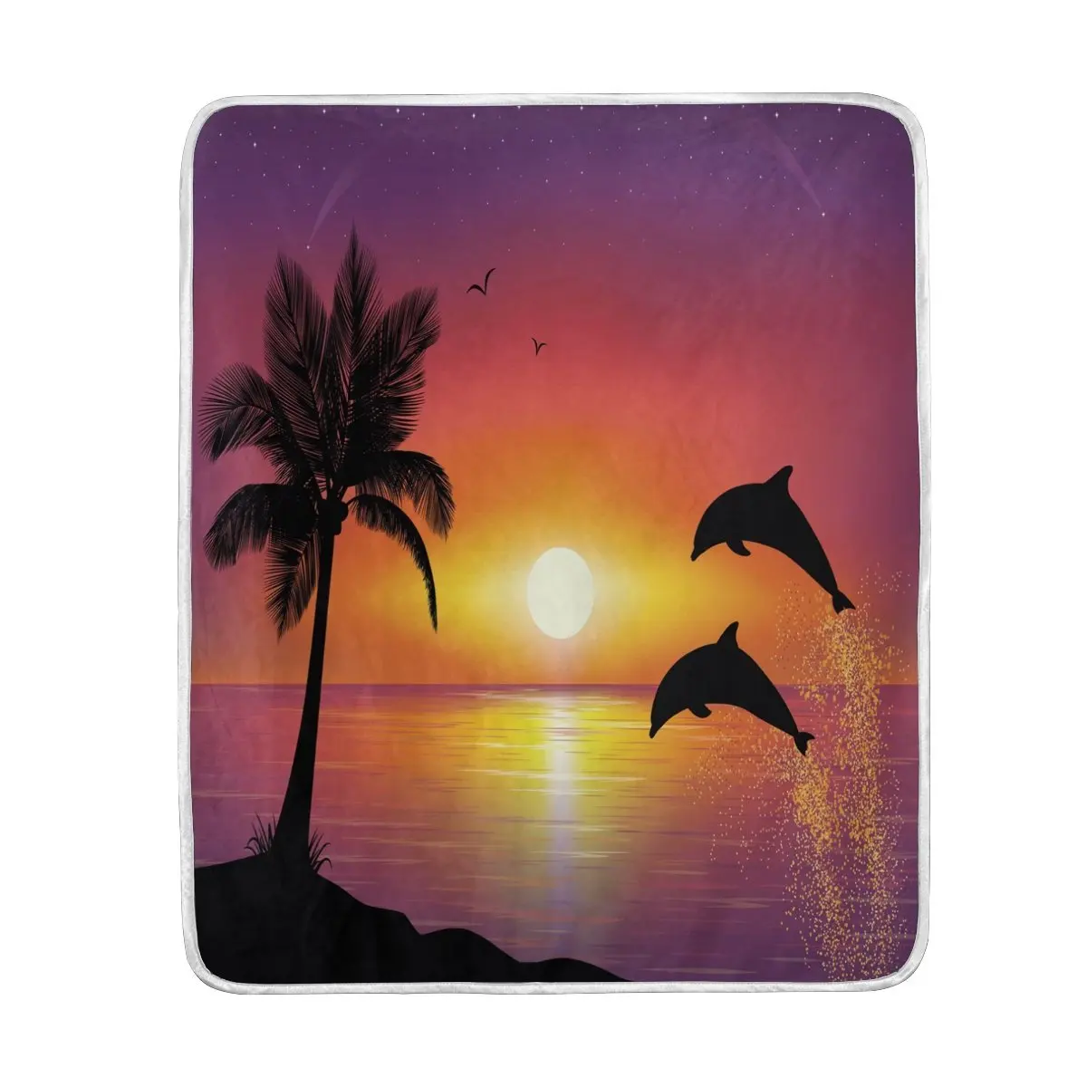 Тропические пальмы Dolphin Sunset Одеяло мягкий теплый уютный кровать диван легкий
