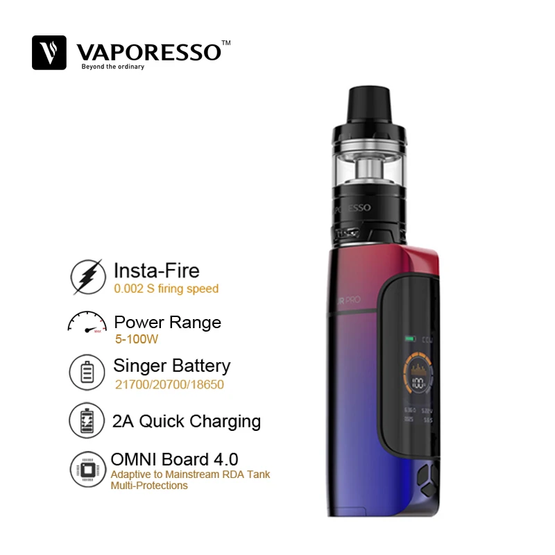 In Stock Electronic Cigarette Vaporesso Armour Pro 100W Vape Kit Compatible with 21700 20700 18650 Battery Use GT Meshed Coil |