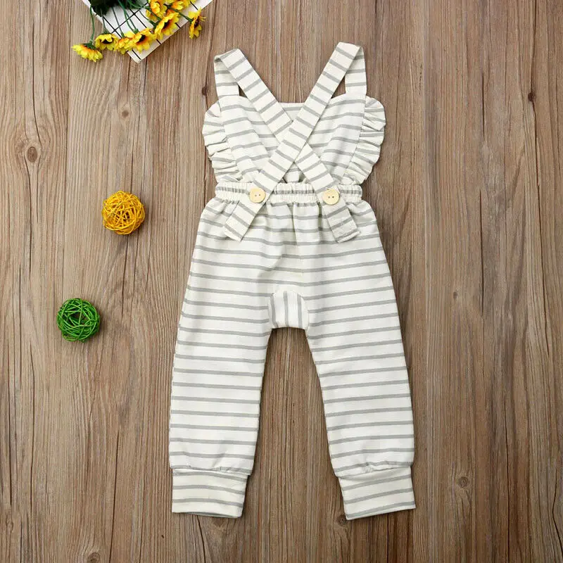 

USA Newborn Baby Girls 0-3Y Solid Clothes Bib Pants Romper Overalls One Piece Outfit