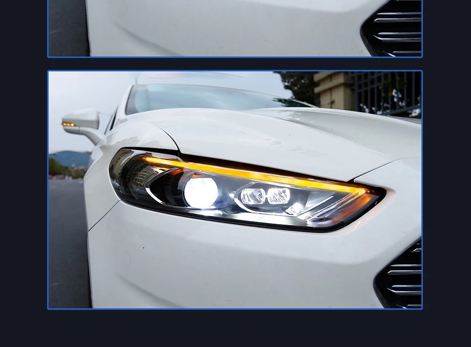 AKD тюнинг Автомобильные фары для Ford Mondeo Fusion 2013- светодиодные фары DRL ходовые огни Биксеноновые Противотуманные фары ангельские глаза