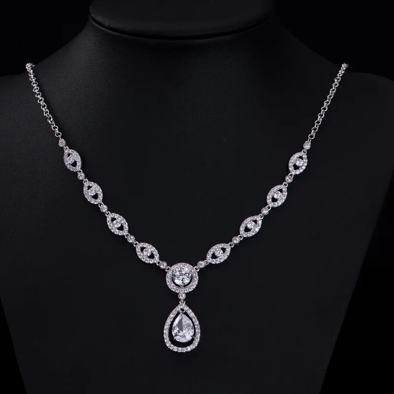 Новинка 2016 изысканное ожерелье из белого золота с кубическим цирконием и