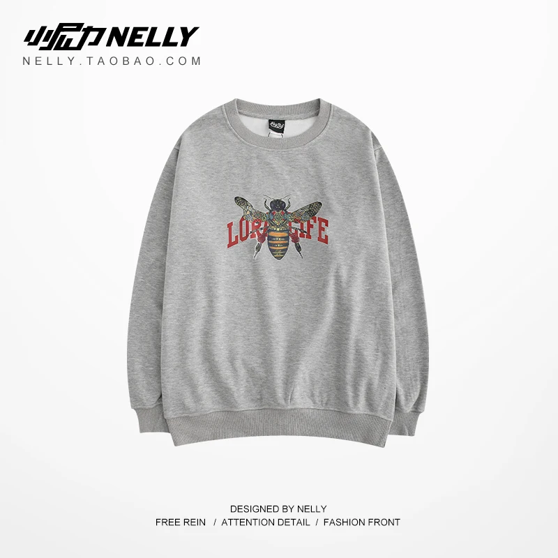 Мужская рубашка с длинными рукавами и принтом пчелы свободный свитер в стиле хип