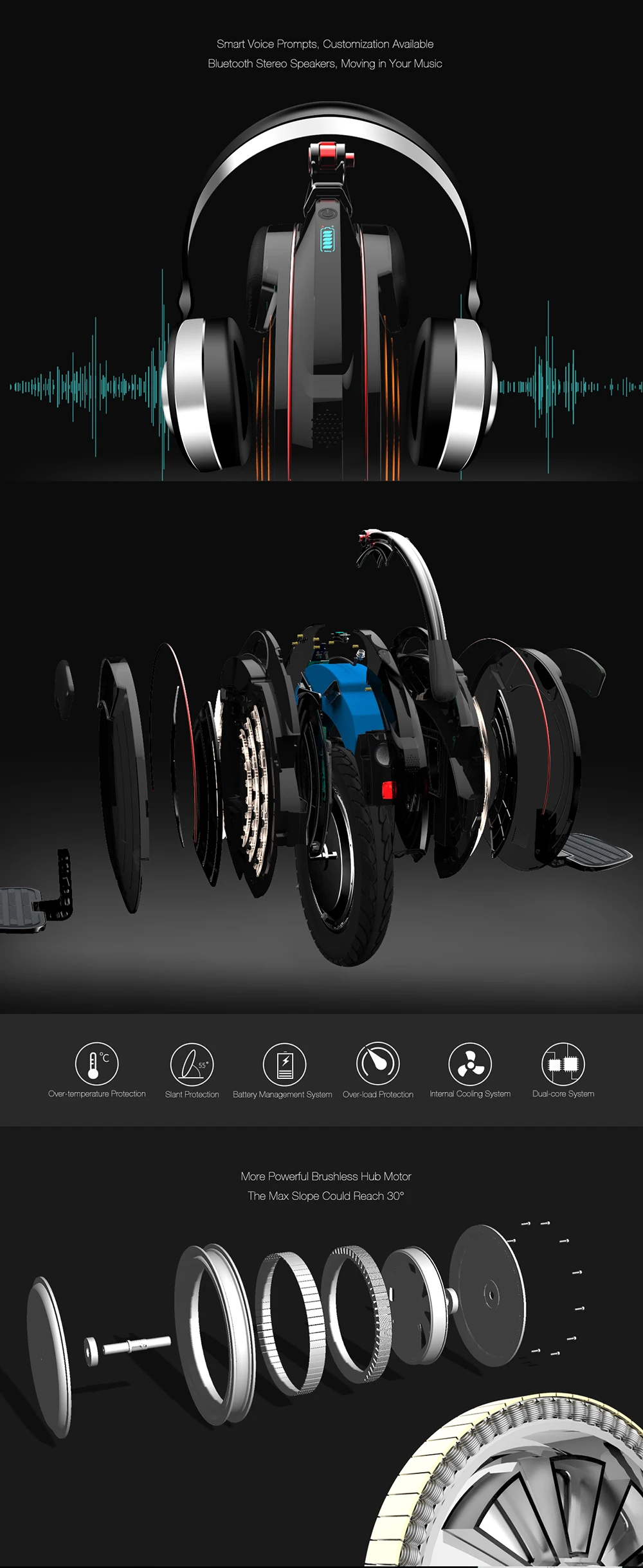 INMOTION V10 самобалансирующийся колесный скутер электрический Моноцикл 1800 Вт встроенный в ручке Ховерборд с декоративными лампами