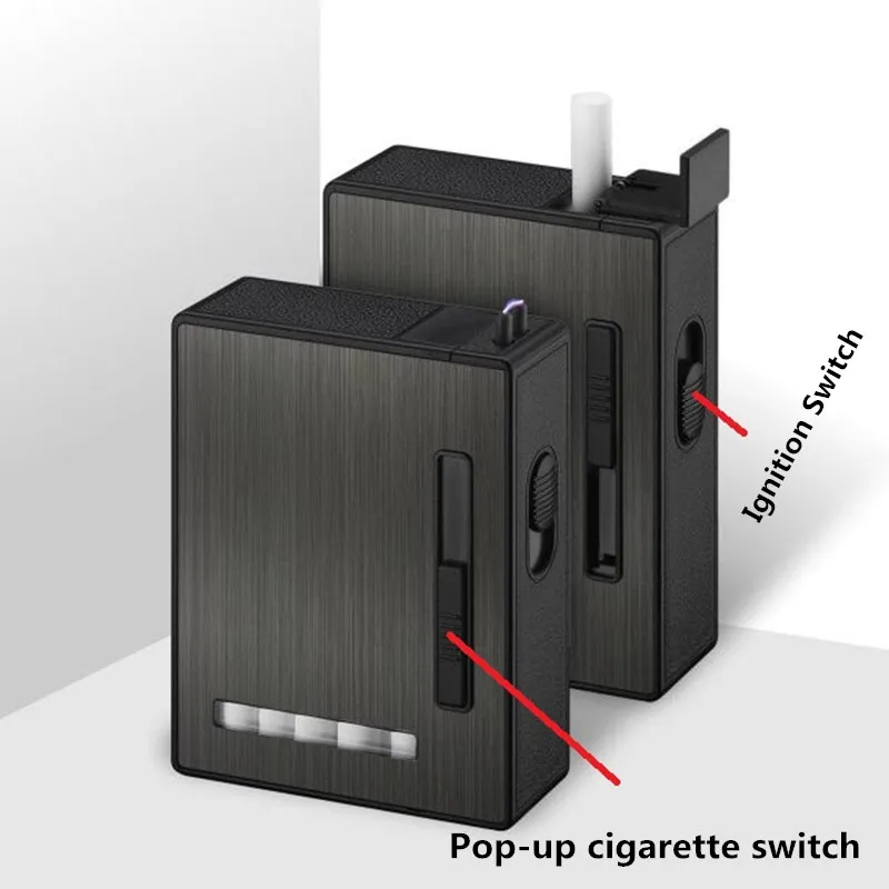 Новая USB зарядка зажигалка с аркой для сигарет и всплывающие сигареты Дизайн Футляр для сигарет ветрозащитный негорящий электронные зажигалки