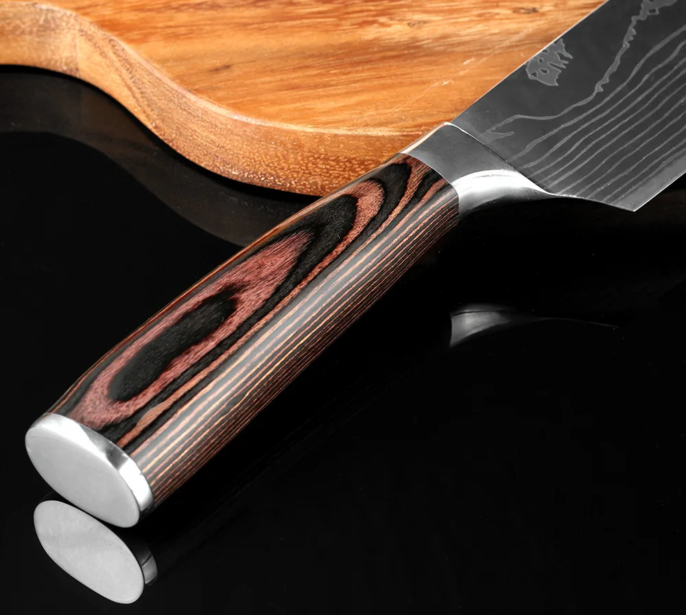 New Style 7''Japan Chef Knife Stainless Steel Imitate Damascus Pattern Kitchen Utility Vegetable | Дом и сад