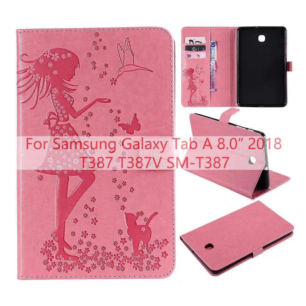 Pink Чехол из искусственной кожи для samsung Galaxy Tab A 8,0 T380 T385, мягкая задняя крышка для samsung Galaxy Tab A 8 T387, чехол для планшета - Цвет: Pink