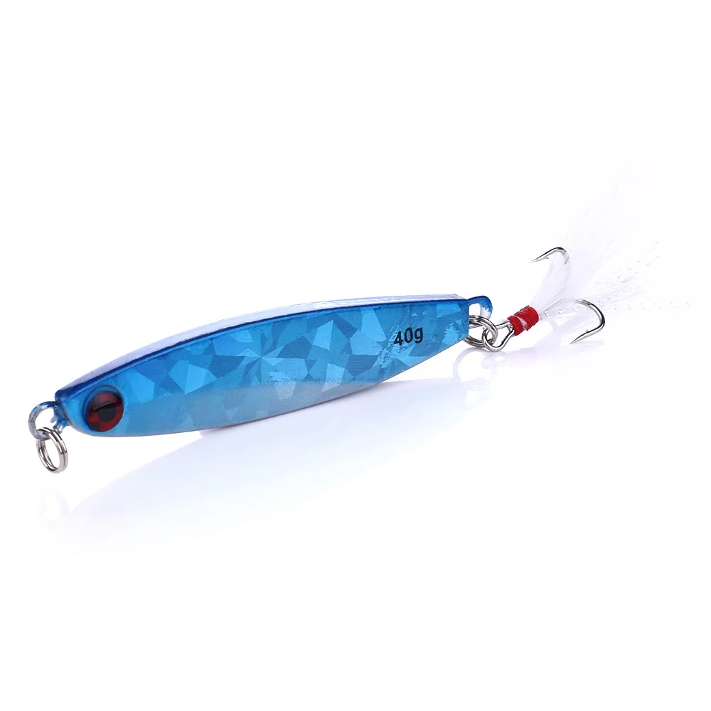 

HENGJIA 1PCS Hard Metal Lead Head Jig Squid Fishing Lure 8cm 40g 6#Hook Saltwater Deep Sea Sinking Fishing Tackle