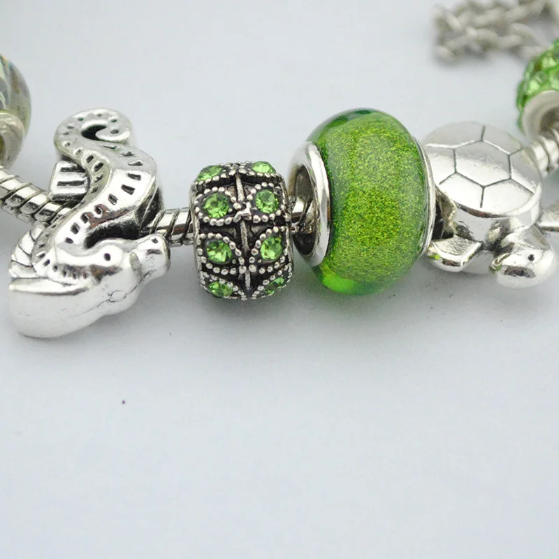 Браслеты с подвеской в виде морской черепахи зеленый муранский стеклянный бисер