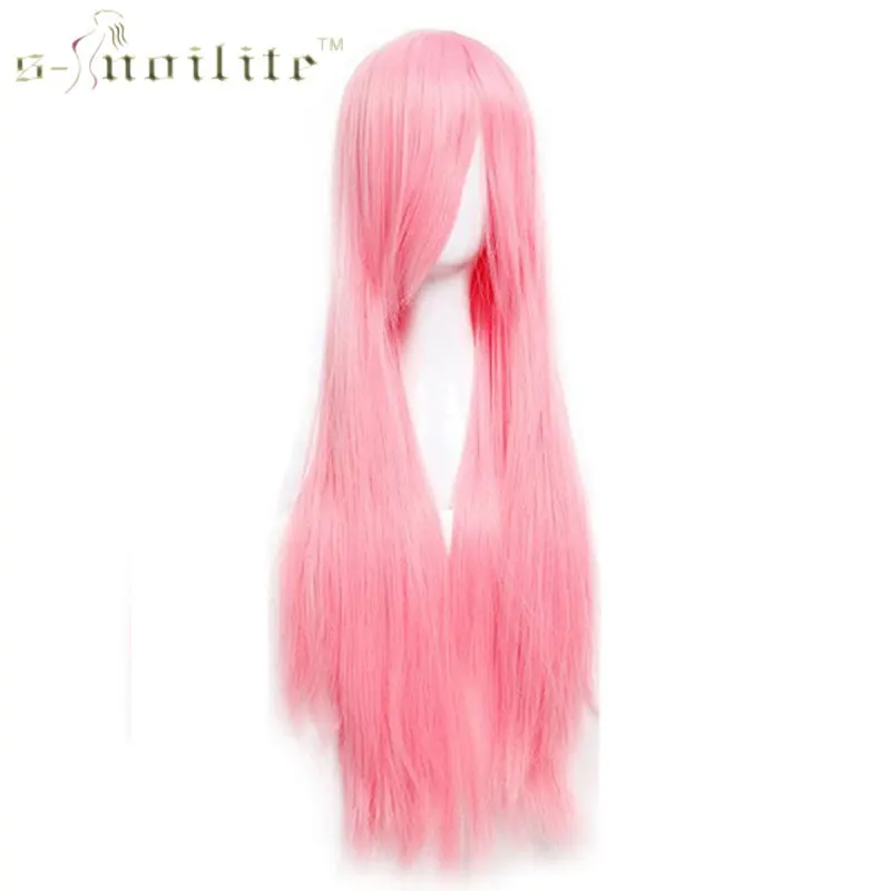 SNOILITE 3" 80 см женские длинные прямые бордовые вечерние парики для косплея синтетические термостойкие парики для полных волос розовый черный