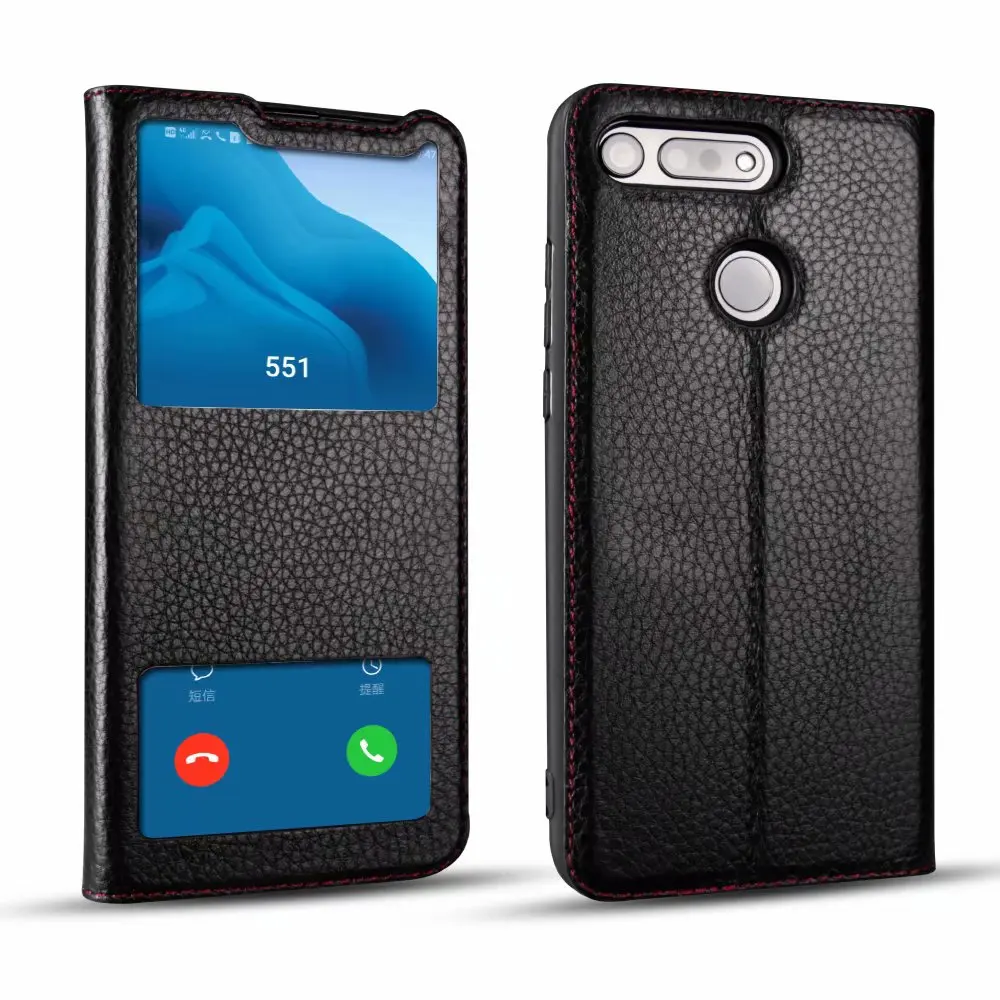 Роскошный чехол из натуральной кожи с откидной крышкой для huawei honor V20 V10 10 9 окошком