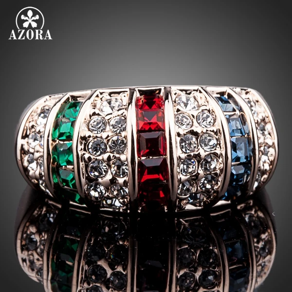 AZORA стильное Новое дизайнерское розовое Золотое кольцо на палец TR0100|finger ring|designer