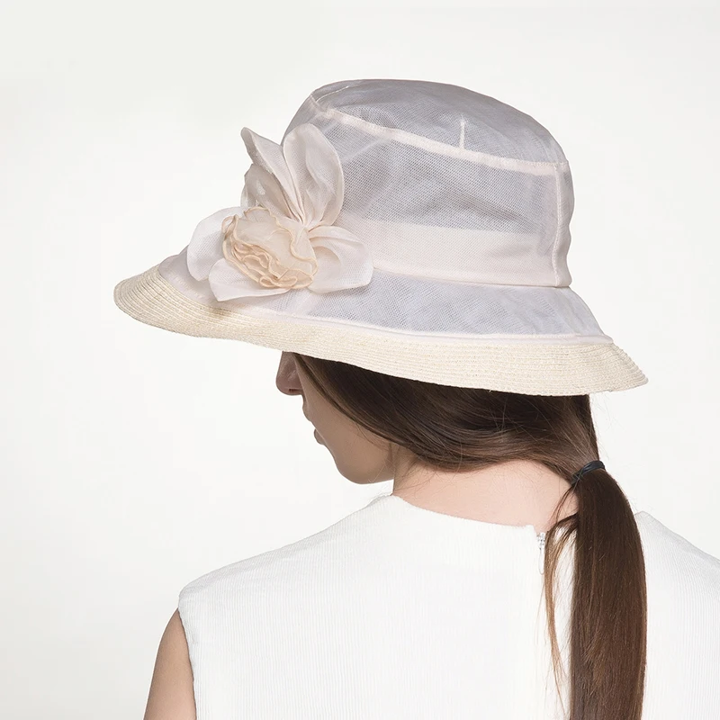 Шляпка от солнца Женская с широкими полями модная Элегантная Шелковая винтажная