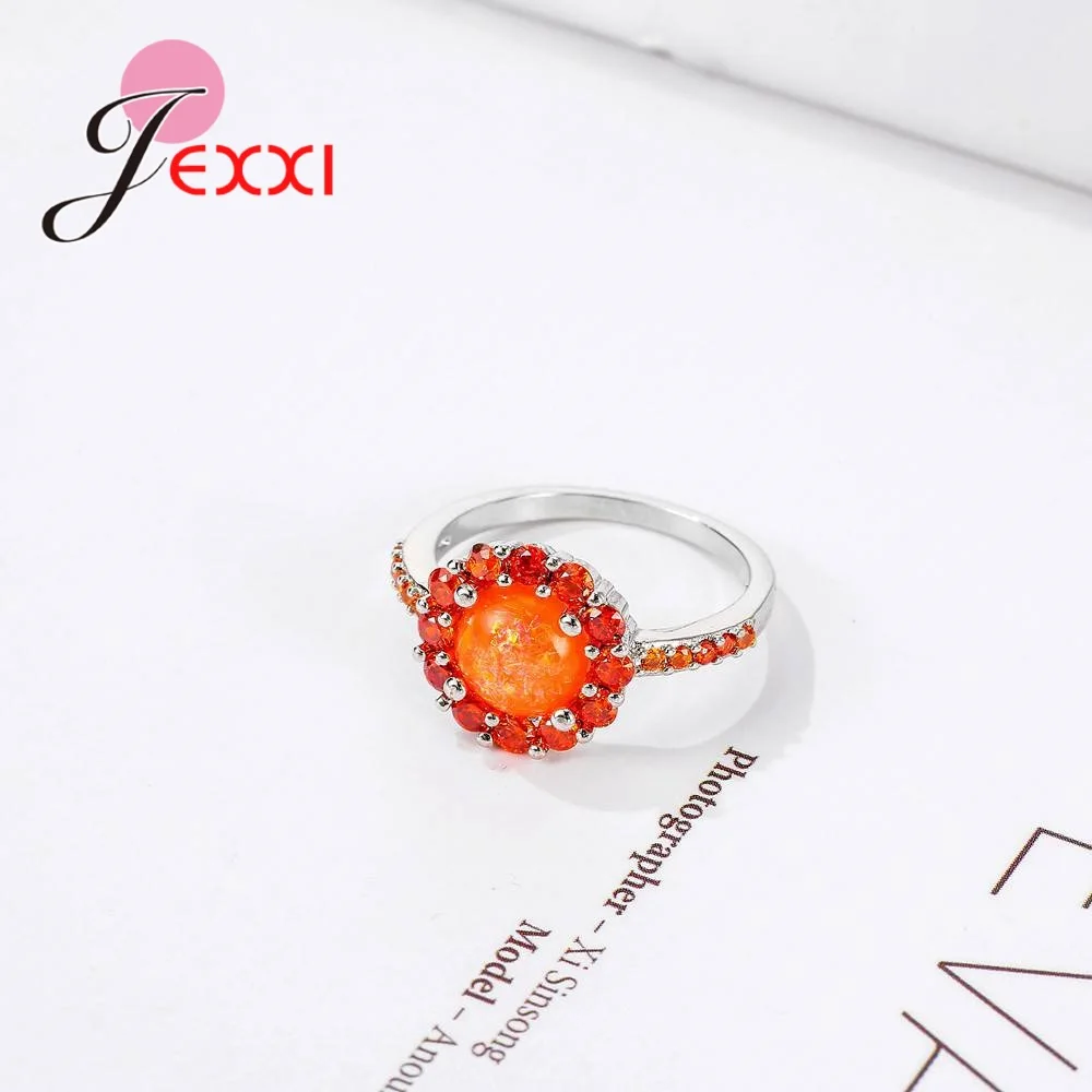 Женские свадебные кольца из ярко-оранжевого камня с кубическим цирконием AAA