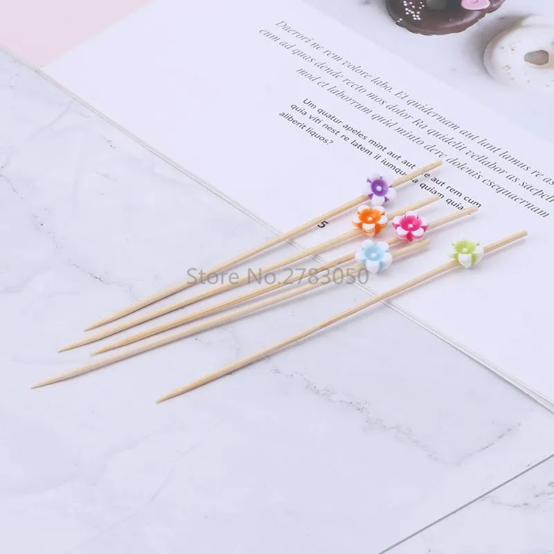 100pcs 12cm Flower Fruit Picks Dessert Buffet Salad Fork Cake Muffin Vegetable Cocktail Sticks for Home Wedding Party | Дом и сад