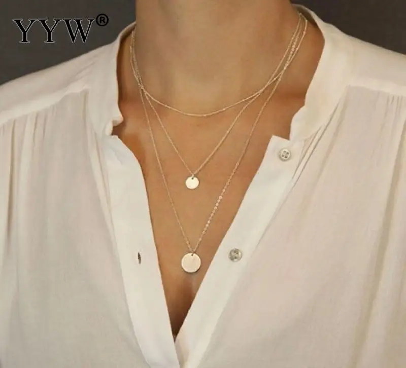 

New Fashion Trendy Jewelry Multi Layer Necklace Gold Color Plated Choker Gift