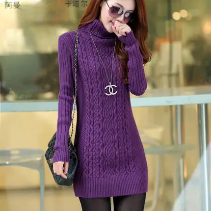 Осенне-зимняя новинка женская рубашка с высоким воротником Удлиненная вязаный