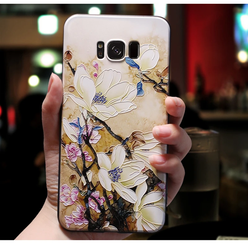 Guokos 3D с рельефным цветочным орнаментом Мягкий силиконовый чехол для samsung C8 J7plus C7