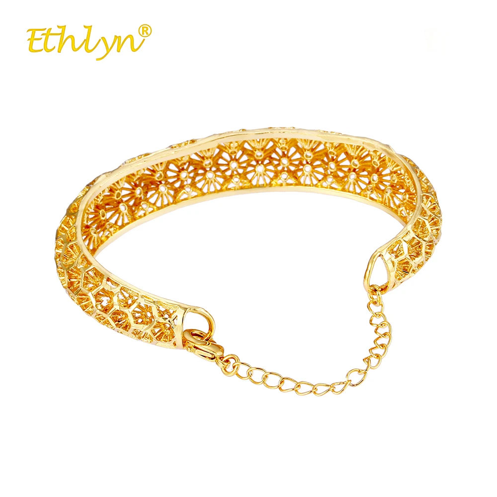 Ethlyn новый золотой Цвет Браслет Подвески Для женщин полые Снежинка браслет