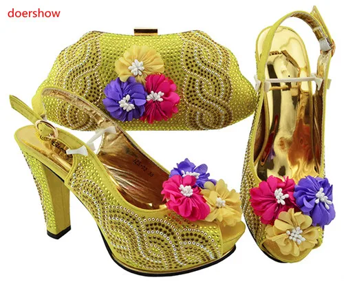 Doershow/модные красные/комплект из обуви и сумки золотистые туфли в африканском