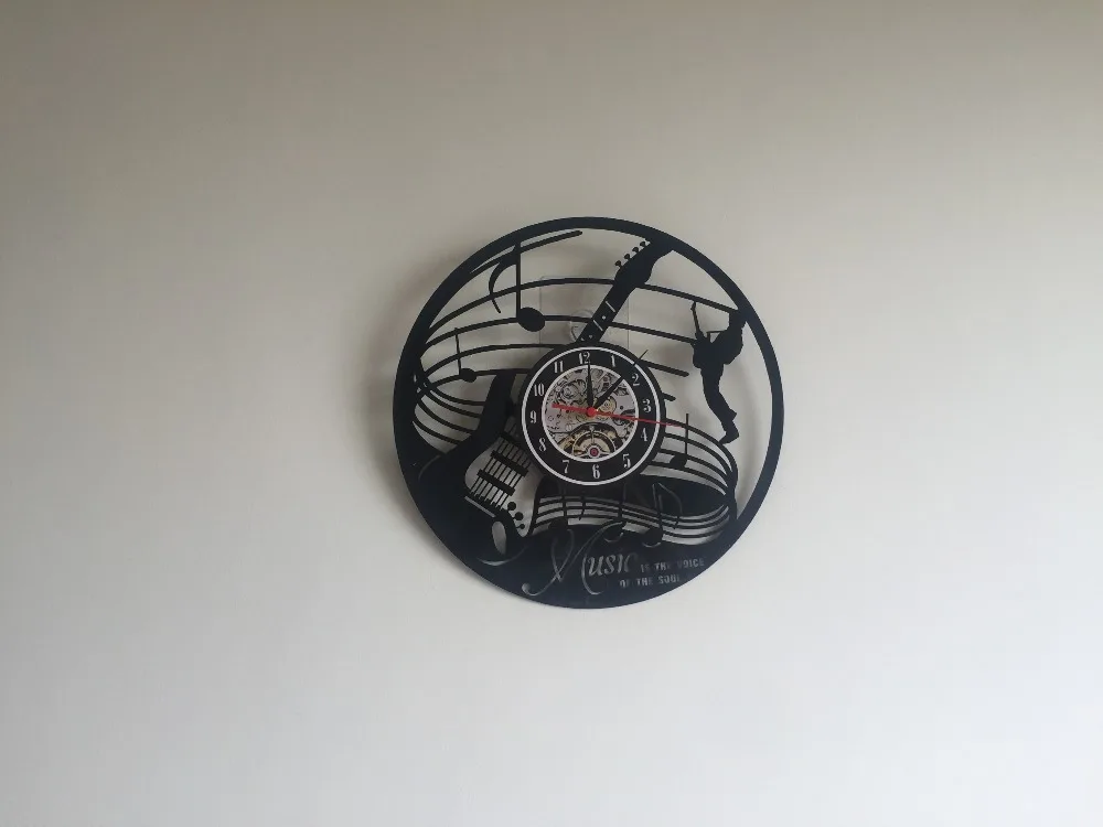 часы на стену Reloj саат Гитара Музыкальный Инструмент Искусства Подарок Круг