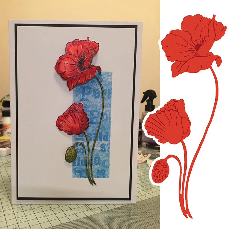 Bloom мака трафарет металлический высекальный набор сделай сам для Скрапбукинг
