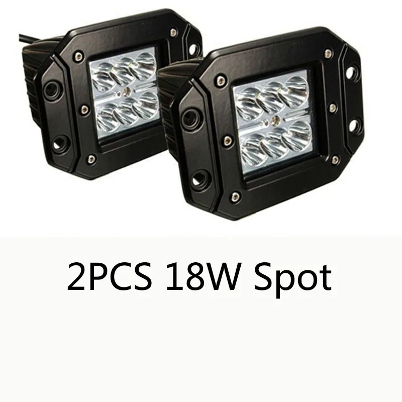 2pcs 18W Spot Auxtings 2~ 10 шт 4~ 5 inch 18 W Светодиодный Светлое пятно Наводнение пучок лучей светодиодных фонарей бар вождения светильники Водонепроницаемые светодиодные работы Туман огни для грузовиков - Цвет: 2pcs 18W Spot