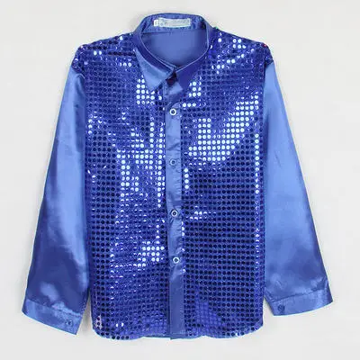 Детская рубашка для шоу со сверкающими блестками сценические костюмы мужская