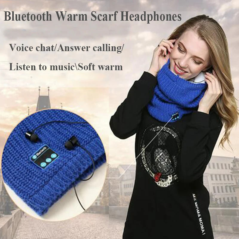 Зимние беспроводные Bluetooth-наушники гарнитура 2 в 1 музыкальные шарфы нагрудники