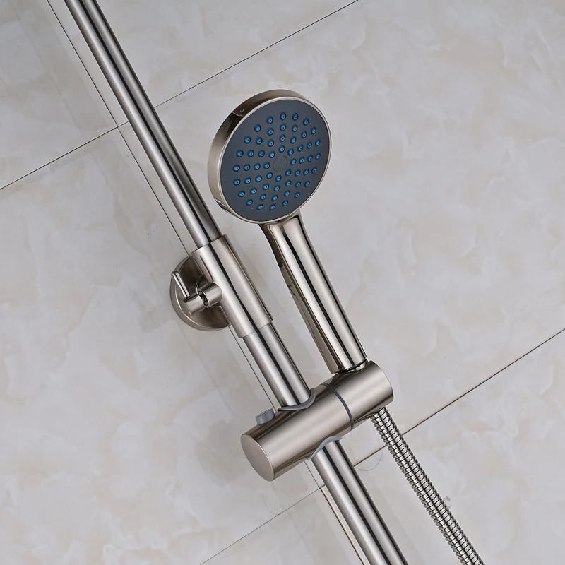 Никелевый матовый смеситель для душа в комплекте настенный кран ванной комнаты