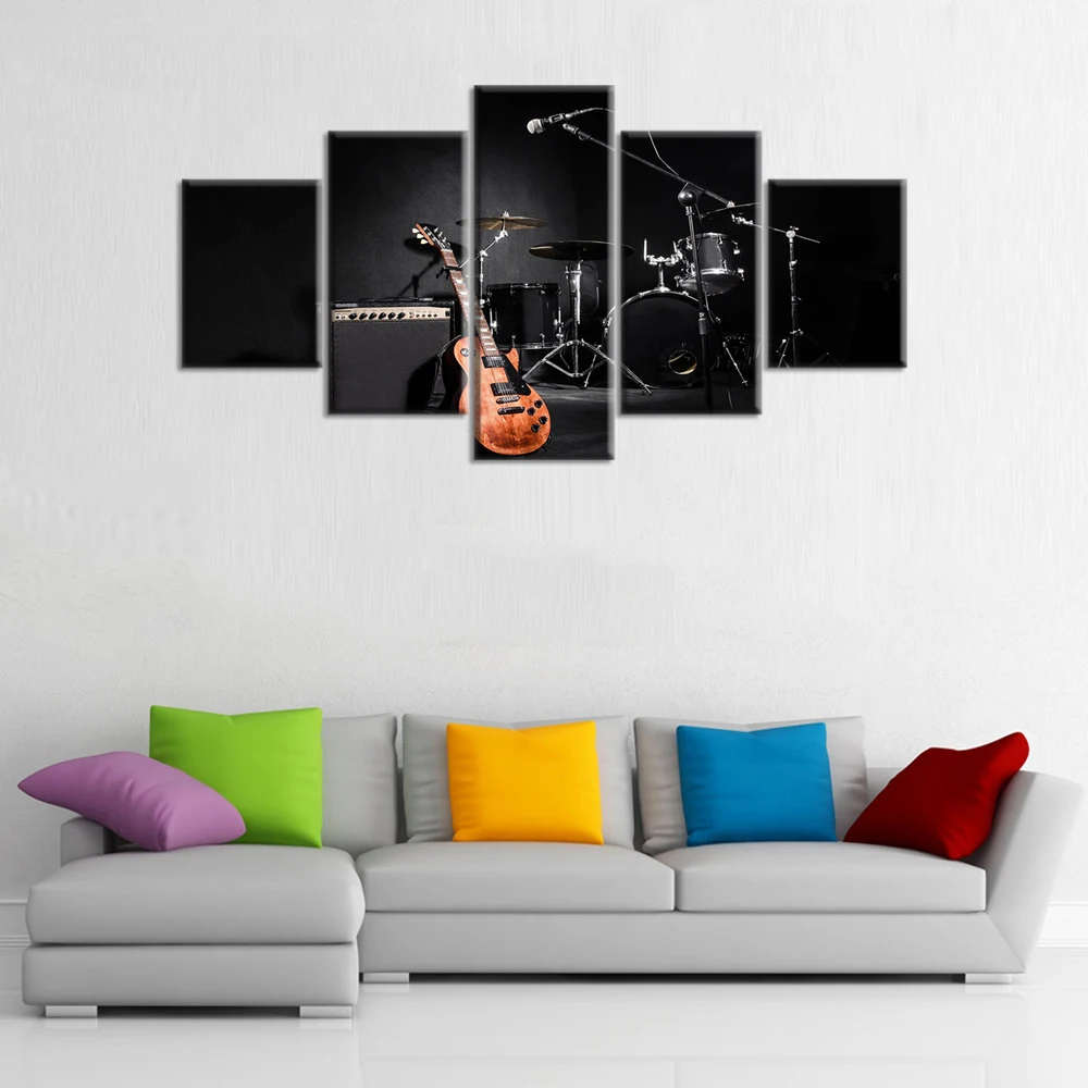 5 шт. холст картина музыка Гитары HD печати плакатов Wall Art Для Гостиная|wall art|canvas
