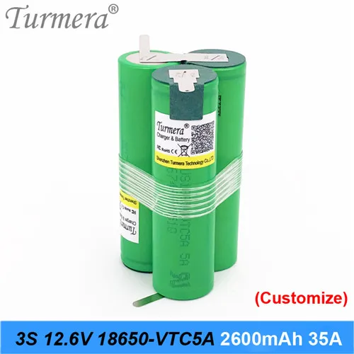 3S1P-P-VTC5A 3S 12,6 V 4S 16,8 V 5S 21V аккумулятор US18650VTC5A 2600mah 35A разрядный ток для шуруповерта батареи(по индивидуальному заказу - Цвет: 3S1P-P-VTC5A
