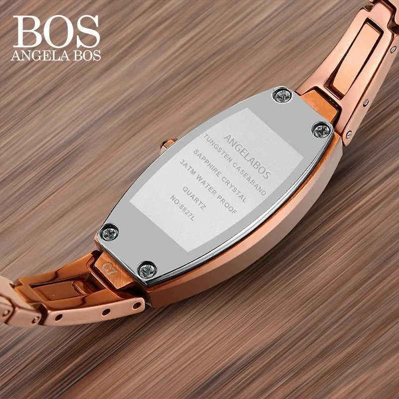 ANGELA BOS Роскошные вольфрамовые стальные сапфировые водонепроницаемые женские