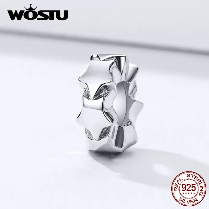 WOSTU звездочки пробки с силиконовыми бусинами 925 пробы Серебряный Шарм Подходит