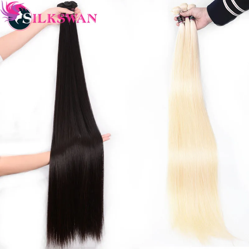 Silkswan бразильские человеческие волосы натуральный цвет и#613 цвет 30 дюймов 32 34 36 38 40 дюймов Пряди для черных женщин remy волосы пучок