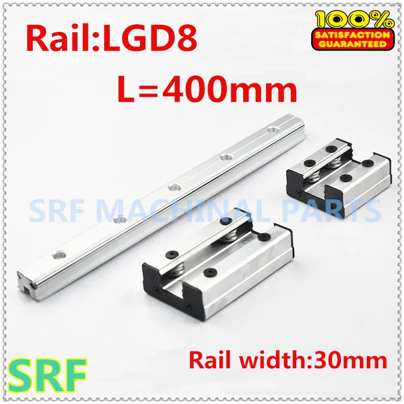 30mm width Double Axis External Guide Rail roller linear rail 1pcs LGD8 L=400mm with 1pc 4 wheels slide block for CNC parts |