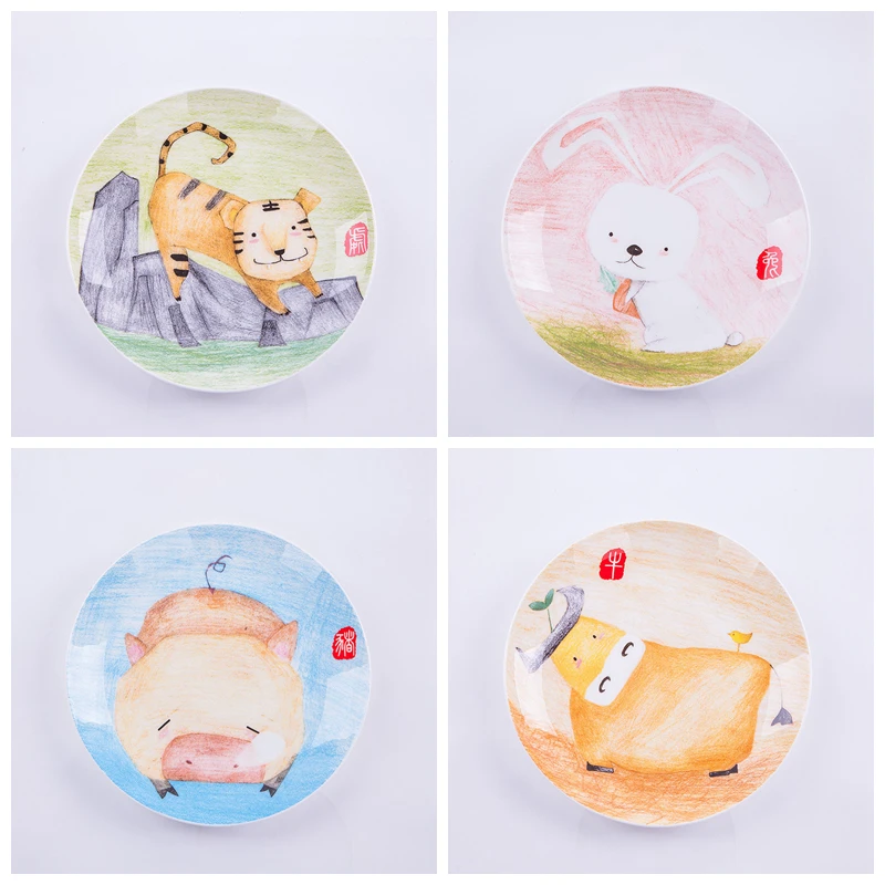Тарелка с животными из мультфильмов 1 шт. 8 дюймов костяные китайские