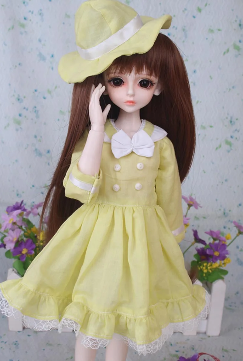 Новое поступление 1/3 1/4 1/6 BJD Кукла SD одежда желтое платье DIY для девочек подарок на