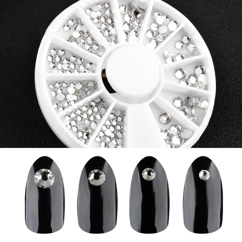 

1 Box Transparent 3D Acrylic Flat Crystal Wheel Nail Stickers Decoration DIY Nail Art Tips Jewelry Rhinestones Manicure tools