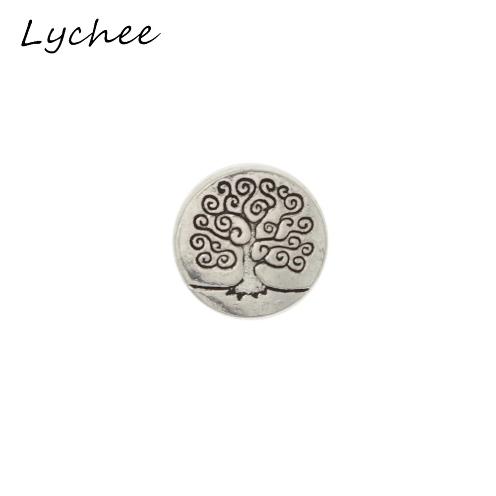 Lychee 10 шт. античные серебряные металлические пуговицы с хвостовиком из дерева