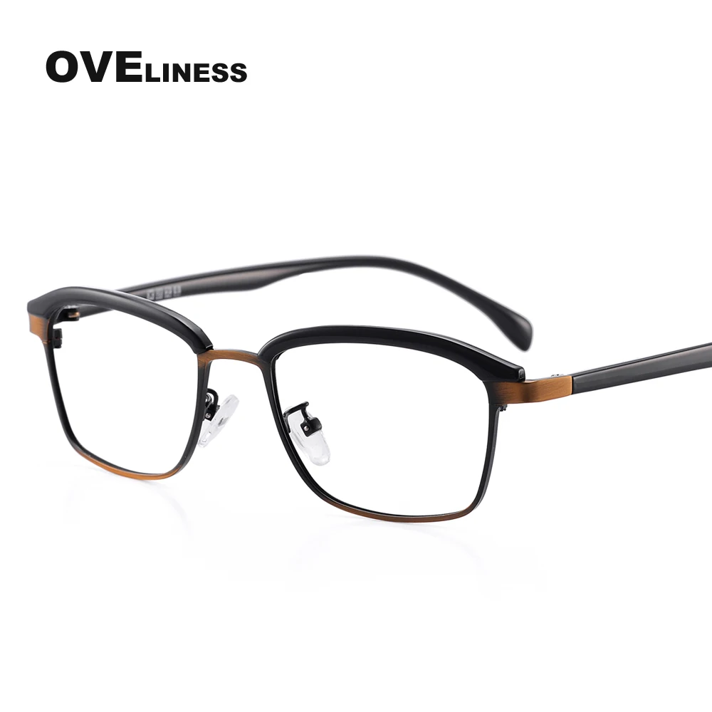 bronze black TR90 оправы для очков, мужские Оптические полуоправы для женщин, очки для чтения, прозрачные линзы, близорукость, оправы для очков по рецепту - Цвет оправы: bronze black